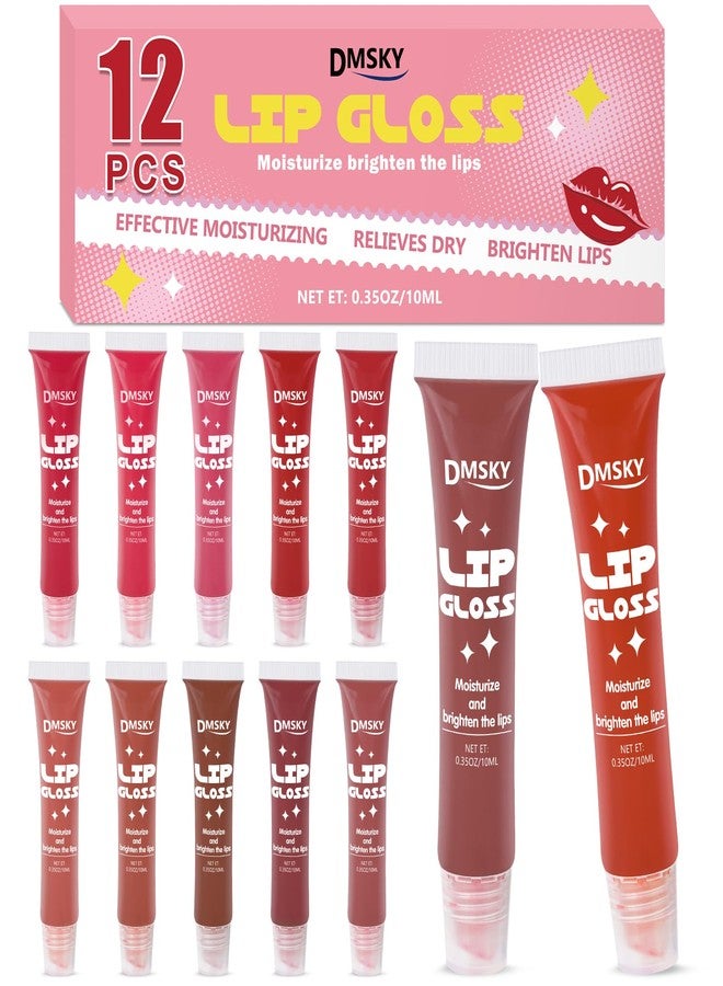 Dmsky Lip Gloss Set 12 Pack,12 Colors Lip Gloss for Women, Moisturizing Lip Gloss Bulk with Vitamin E for Dry Cracked Lips - Image 1